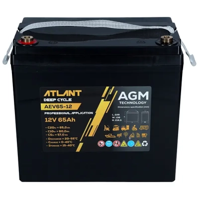 Akumulator ATLANT Deep Cycle 12V 65Ah AEV65-12