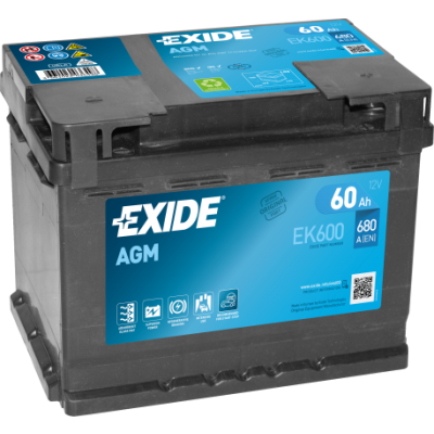 Akumulator EXIDE AGM EK600 12V 60Ah 680A