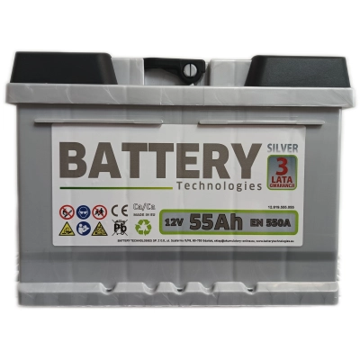 Akumulator Battery Technologies 55Ah 550A Silver