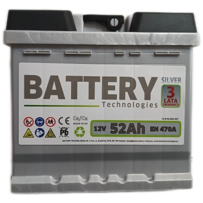 Akumulator Battery Technologies 52Ah 470A Silver